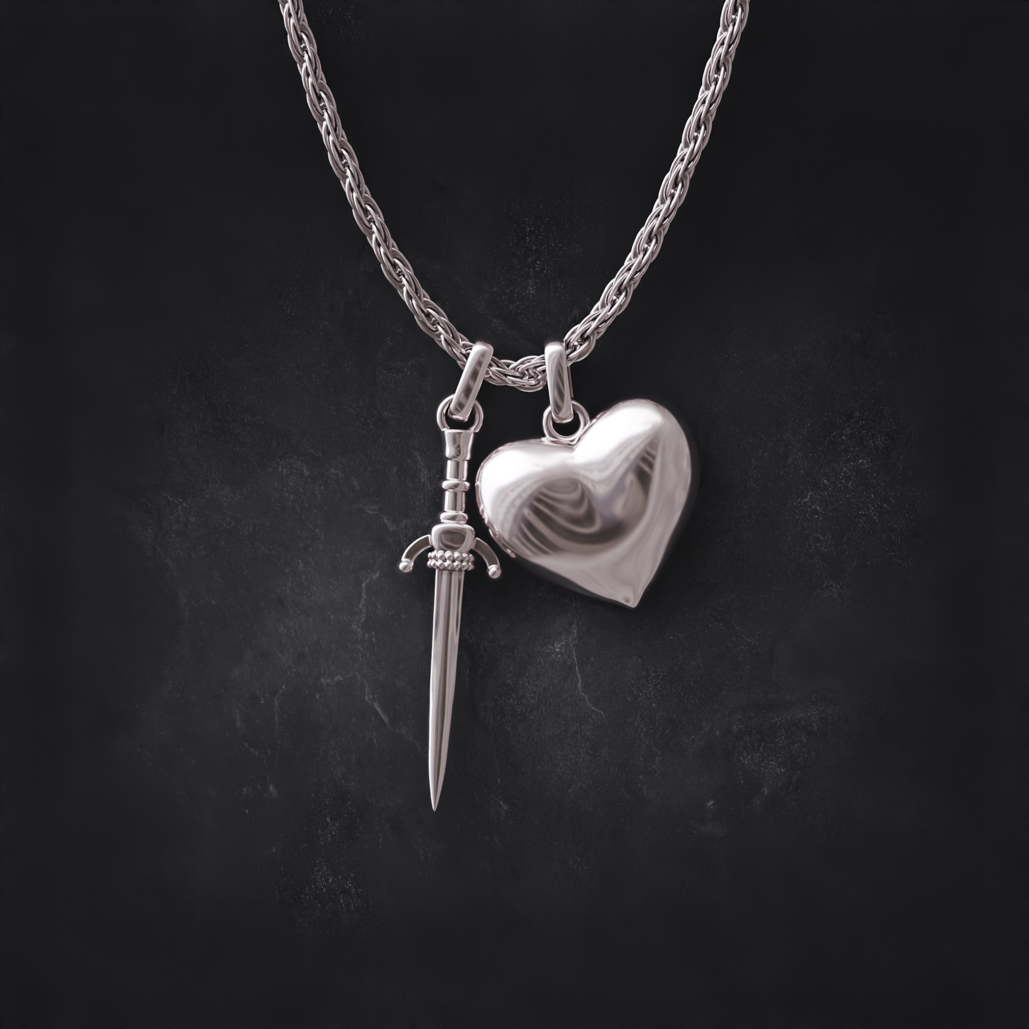 Double Dagger Heart Plata